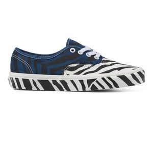 VANS Authentic Animal Blue/Zebra Skate Shoes Canvas Sneaker Womens Sz 9 50% Off